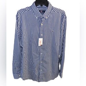 Vineyard Vines blue gingham Whale Shirt Size Large